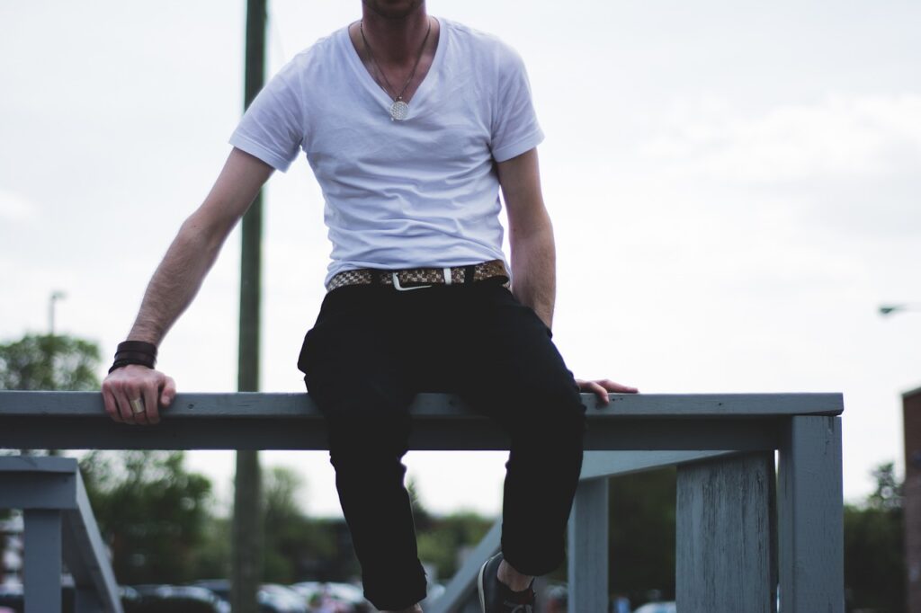 white, tshirt, vneck